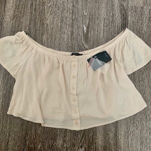 OATMEAL OFF THE SHOULDER TUBE TOP